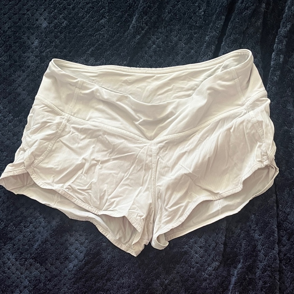 White Lululemon Speed Up Shorts